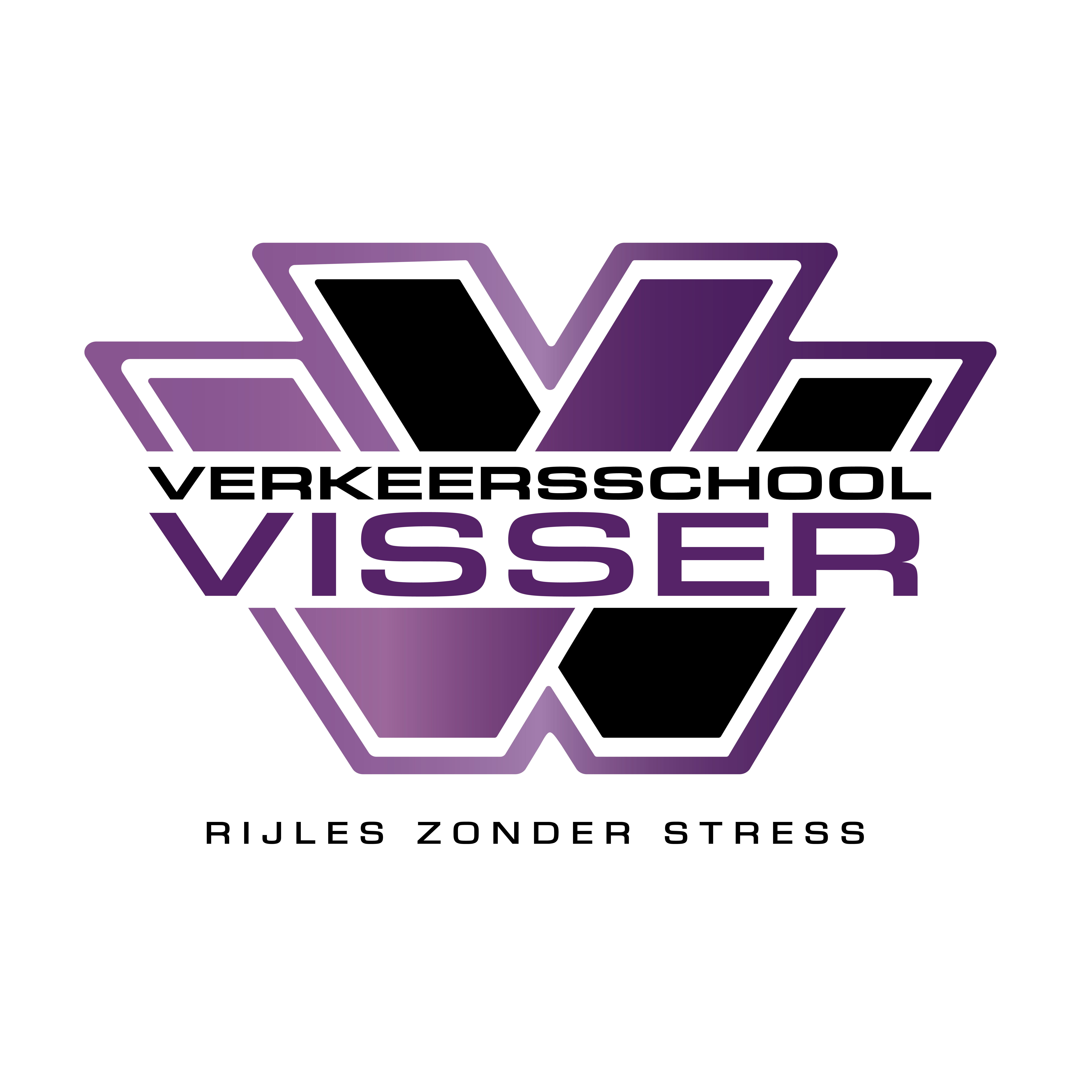 Verkeersschool Visser (transparant)_Logo met slogan_wit